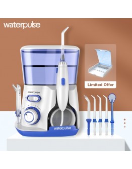 جهاز الكتروني لتنظيف الأسنان بالماء للإستخدام المنزلي بحجم 800مل بـ 5 فوهات اضافية بقوة 12 فولت