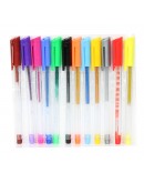 12 لون أقلام جل لماع بالوان متعددة متاليك مع علبة بلاستيكية - 0562