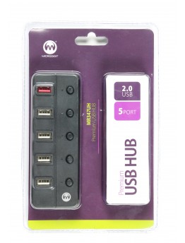 مايكرودجت توصيلة 2.0 USB موديل MR347UH لون أسود بـ 5 مداخل - 3474