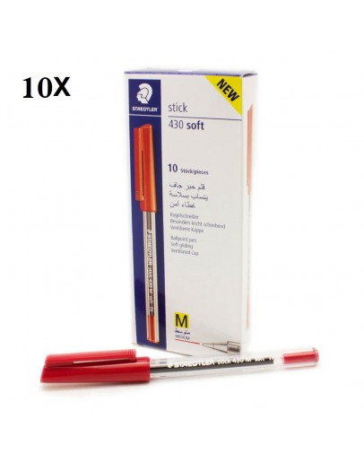  10 أقلام حبر لون أحمر ناشف ناعم 430 ستك من ستيلدر حجم متوسط - 1170